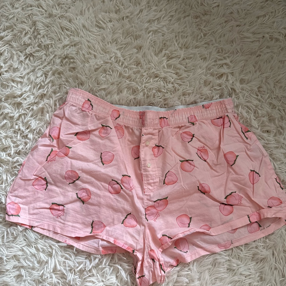 Pink Peach-Print Women's Pajama Shorts